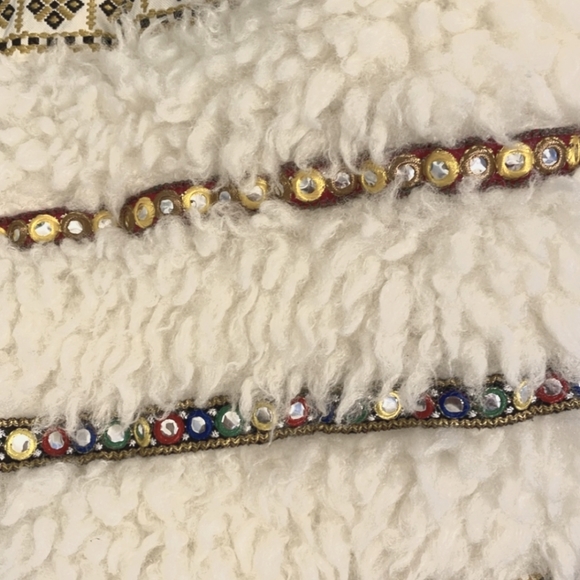 Zara Embroidered Embellished Shaggy Sweater Mongolian Shearling Fur Look - Picture 4 of 10